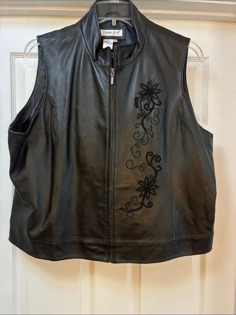 Coldwater Creek NWOT Black Leather Vest - 2X